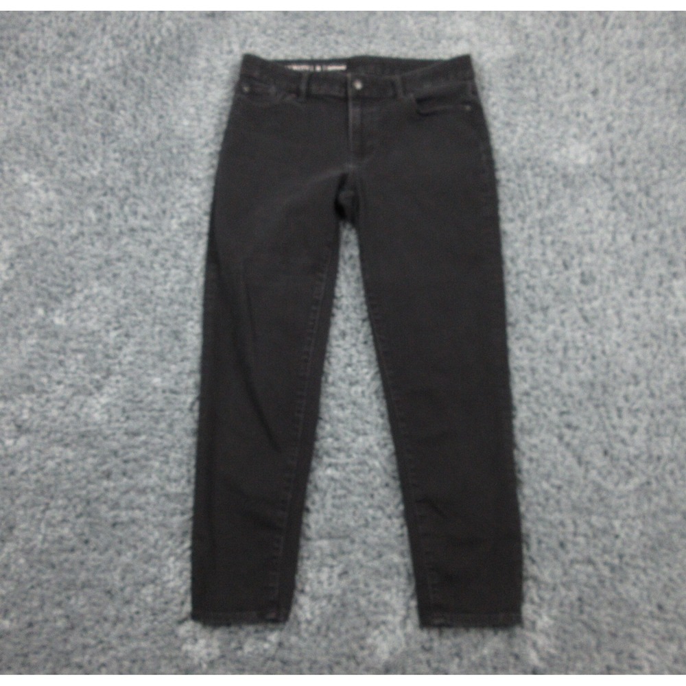 Talbots Jeans Womens 8 Black Girlfriend Tapered Ankle 32x26.5*